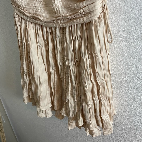 Free People Bonny Mini Dress Pleated Tiered Hem Defined Waist Prosecco Sz Medium - Picture 5 of 12
